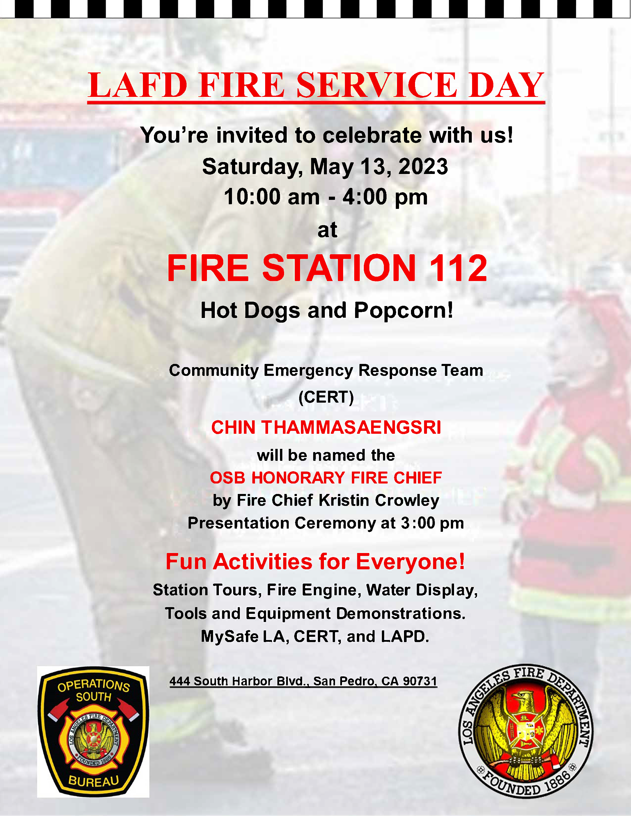 Join Us May 13, 2023 For LAFD 'Fire Service Day' Citywide Open